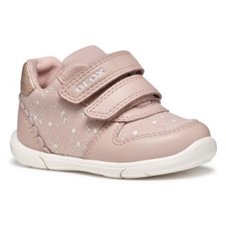 Geox B ZAPITO GIRL Lauflernschuh, Festtagsschuh, Klettschuh mit Schleifchen bedruckt und Glitzer