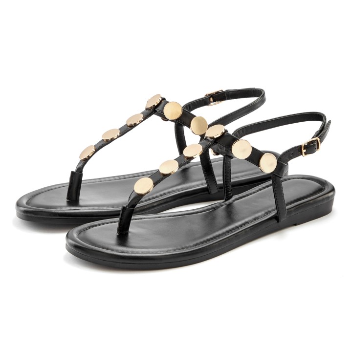 Vivance Sandale »Sommerschuh«, Zehentrenner mit goldfarbenen Schmuckelementen VEGAN