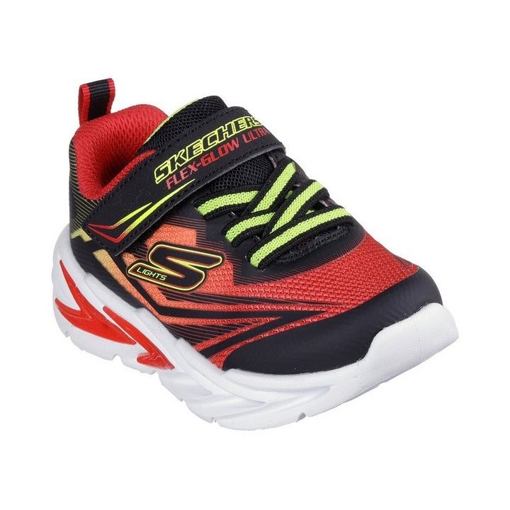 Skechers FLEX-GLOW ULTRA LIGHTS Lauflernschuh, Blink,-Klettschuh zum Schlüpfen, Neon, Größenschablone zum Download