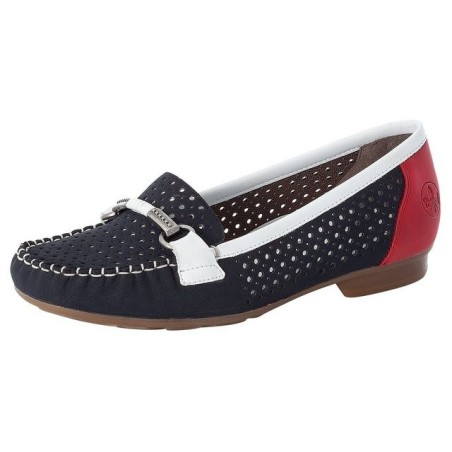 Rieker Mokassin Slipper, Sommerschuh mit toller Schmuckspange