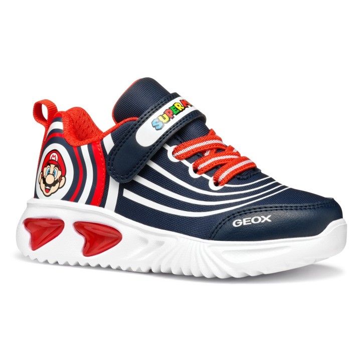 Geox Sneaker »J ASSISTER BOY Blinkschuh«, Sneaker, Klettschuh, Retro Sneaker mit Super Mario Motiv