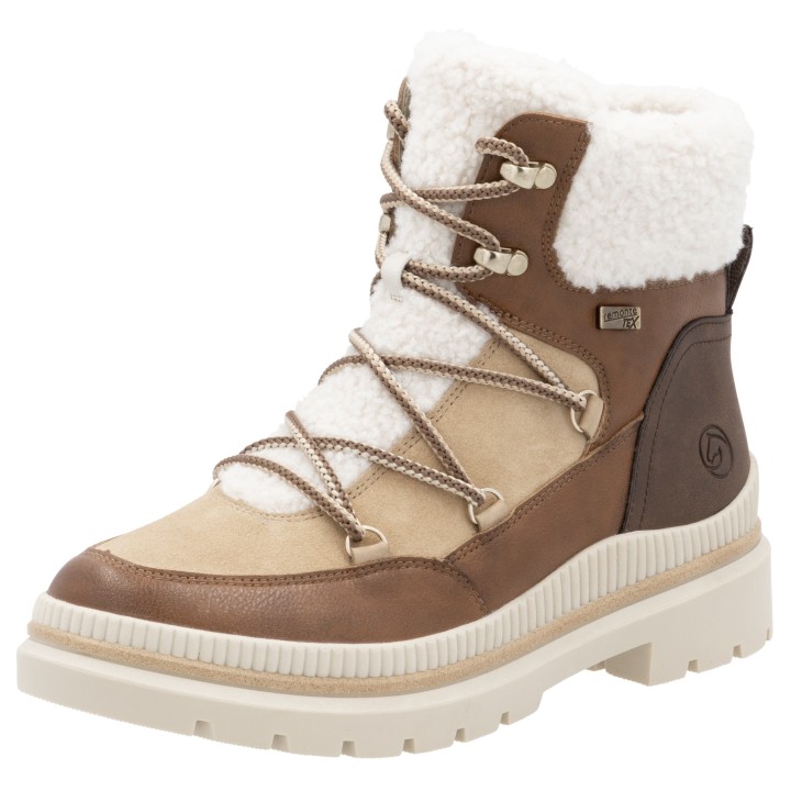 Remonte Winterboots, Blockabsatz, Winterboots, Outdoorschuh mit Ösen und Kontrastbesätzen