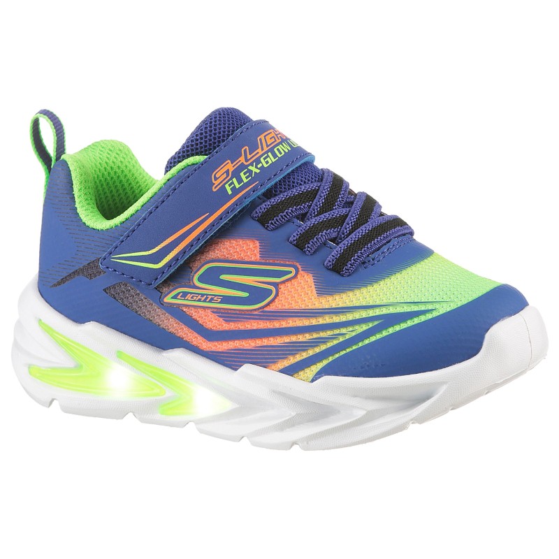 Skechers Lauflernschuh »FLEX-GLOW ULTRA LIGHTS«, Blink,-Klettschuh zum Schlüpfen, Neon, Größenschablone zum Download
