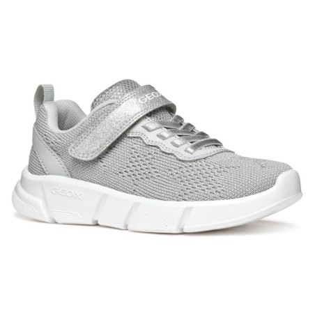 Geox Sneaker »J ARIL GIRL«, Knitwear Sneaker, Klettschuh mit glitzerndem Klettriegel