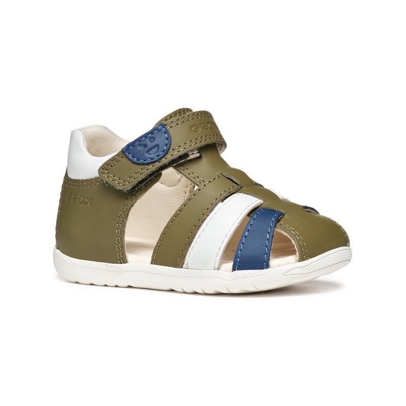 Geox B SANDAL MACCHIA BOY Lauflernschuh, Sandale, Babyschuh, Klettschuh mit bunten Riemchen