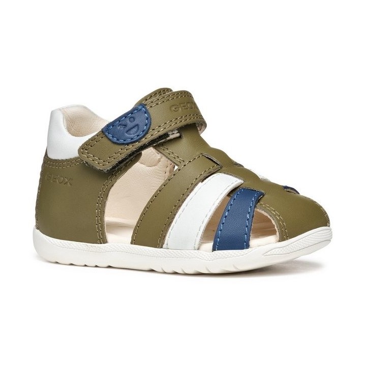 Geox B SANDAL MACCHIA BOY Lauflernschuh, Sandale, Babyschuh, Klettschuh mit bunten Riemchen