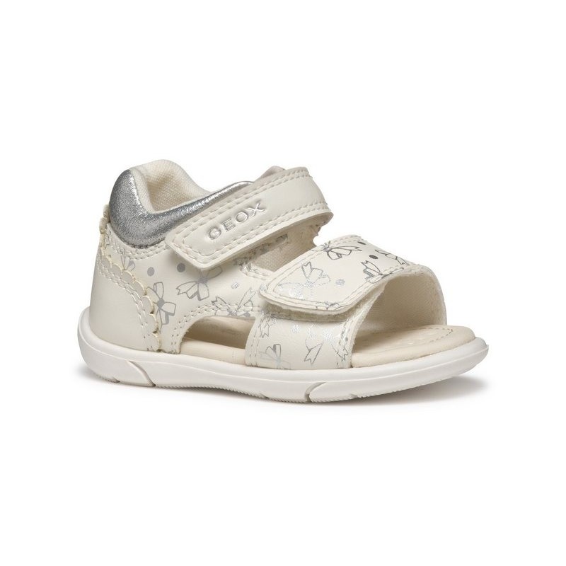 Geox B SANDAL ZAPITO GIRL Lauflernschuh, Glitzersandale, Klettschuh, Babyschuh mit Metallic Druck