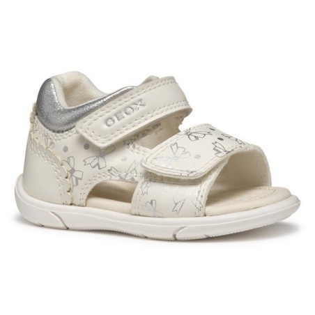 Geox B SANDAL ZAPITO GIRL Lauflernschuh, Glitzersandale, Klettschuh, Babyschuh mit Metallic Druck
