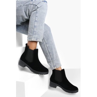 Klobige Chelsea-Stiefel Mit Geripptem Detail - Schwarz - 36, Schwarz