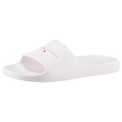 Tommy Jeans Pantolette »TJW PRINTED PU POOL SLIDE«, Plateau, Sommerschuh, Schlappen mit Logoschriftzug auf der Bandage