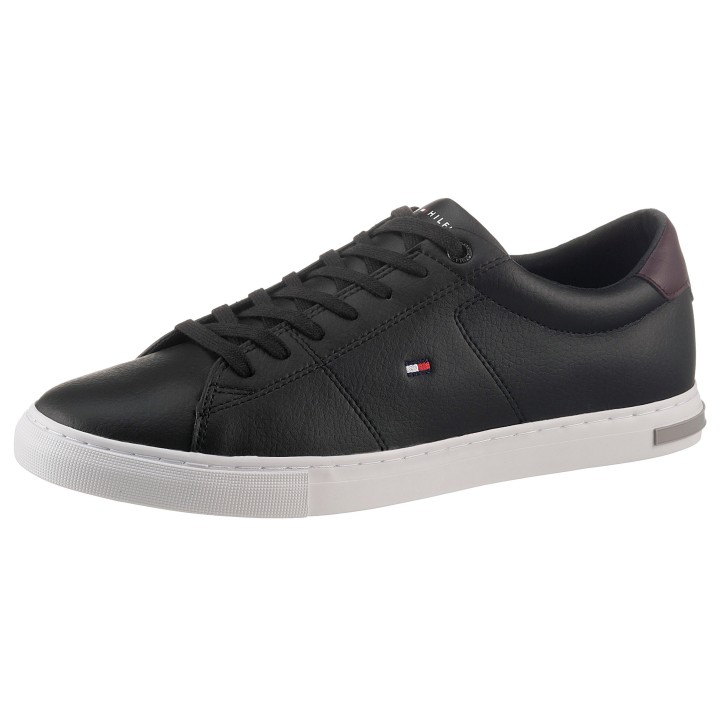 Tommy Hilfiger Sneaker "ESSENTIAL LEATHER DETAIL VUL", mit Kontrastbesatz, Freizeitschuh, Halbschuh, Schnürschuh