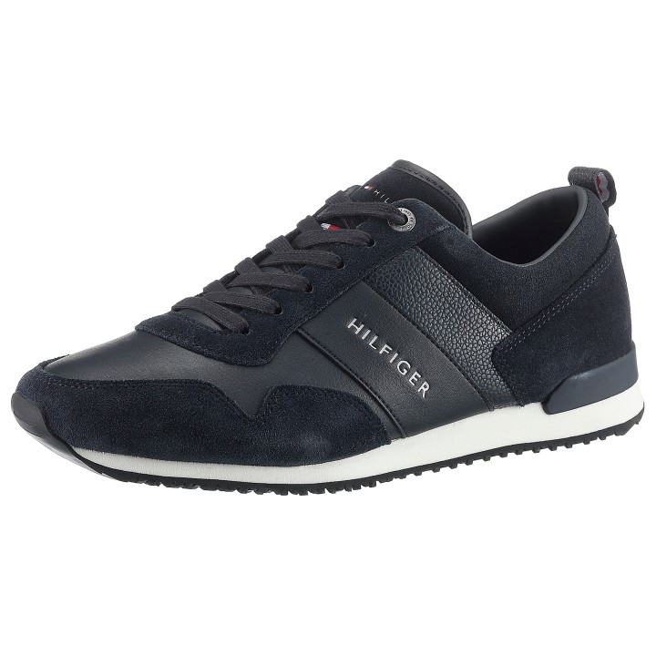 Tommy Hilfiger Sneaker "ICONIC LEATHER SUEDE MIX RUNNER", im Materialmix, Freizeitschuh, Halbschuh, Schnürschuh