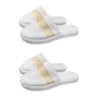 Belle Arti Luxus Gäste Hausschuhe Homeslipper Damen Herren Mäander weiss gold SET Pantoffel (2-tlg)