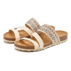 LASCANA Pantolette »Mule, Sandale, offener Schuh, Sommerschuh,«, mit Komfortkorkfußbett aus Leder und elastischen Riemen