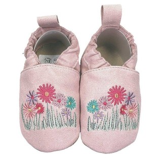 HOBEA-Germany Kinderschuhe RecyStep Blumen rosa Krabbelschuh