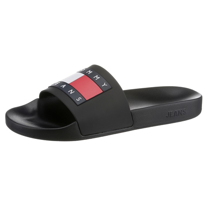 Tommy Jeans Badepantolette »TOMMY JEANS POOL SLIDE ESS«, Sommerschuh, Poolslides, Schlappen, mit plakativer Logoflag