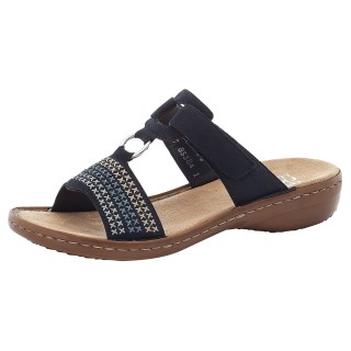 Rieker Pantolette, Keilabsatz, Sommerschuh, Schlappen mit schöner Stickerei