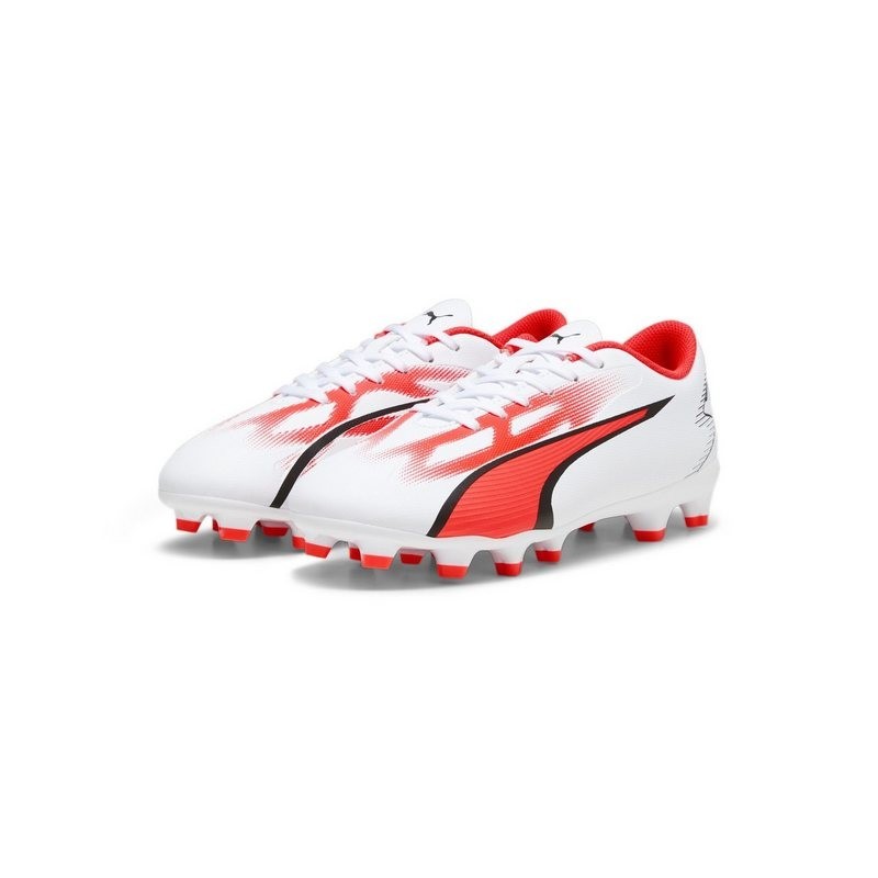 PUMA ULTRA PLAY FG/AG Jr PUMA WHITE-GREY DAWN-SAFETY YE Fußballschuh