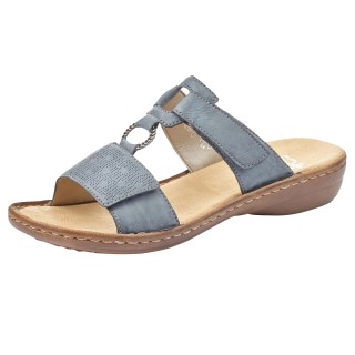 Rieker Pantolette, Keilabsatz, Sommerschuh, Schlappen mit Schmuckring