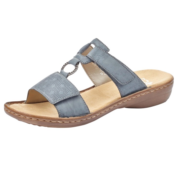 Rieker Pantolette, Keilabsatz, Sommerschuh, Schlappen mit Schmuckring