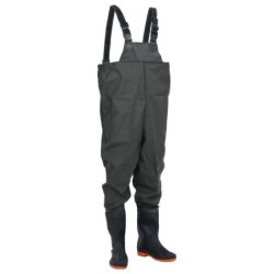 vidaXL Watstiefel Wathose mit Stiefeln Dunkelgrün Größe 45