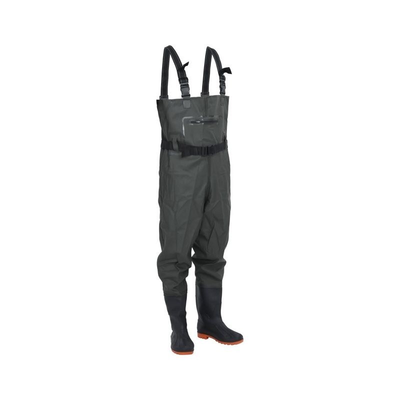 vidaXL Watstiefel Wathose mit Stiefeln und Gürtel Dunkelgrün Größe 39