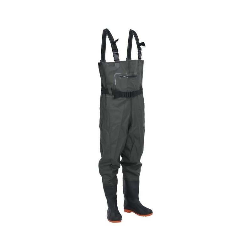 vidaXL Watstiefel Wathose mit Stiefeln und Gürtel Dunkelgrün Größe 38