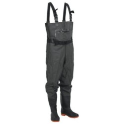vidaXL Watstiefel Wathose mit Stiefeln und Gürtel Dunkelgrün Größe 40