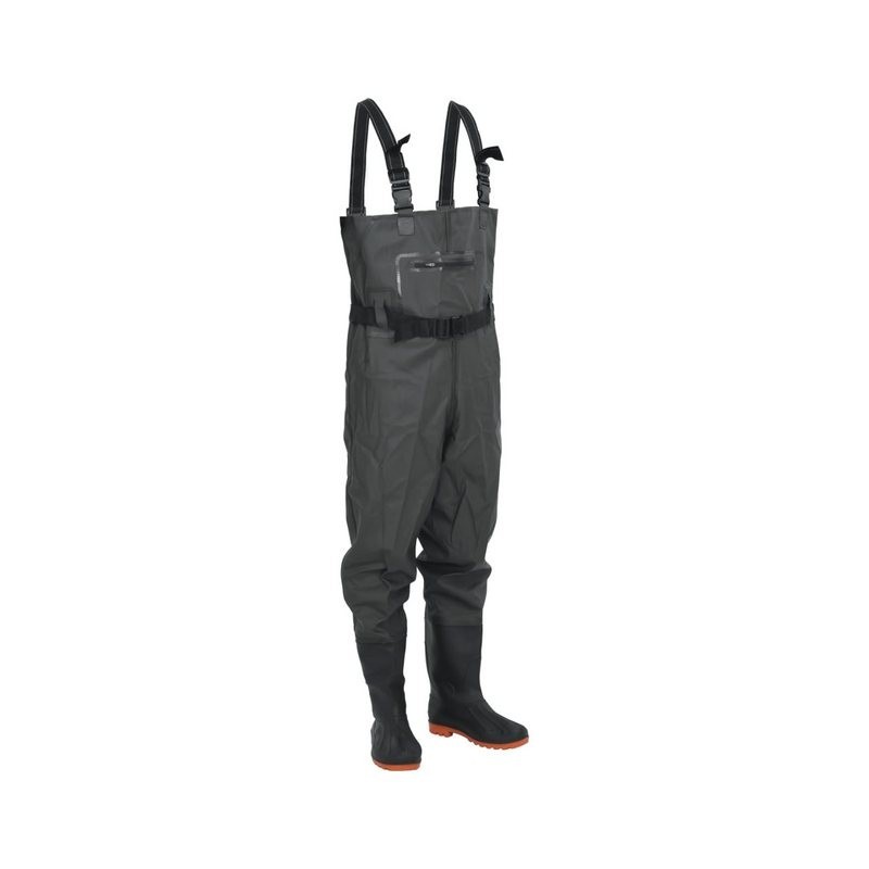 vidaXL Watstiefel Wathose mit Stiefeln und Gürtel Dunkelgrün Größe 40