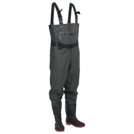 vidaXL Watstiefel Wathose mit Stiefeln und Gürtel Dunkelgrün Größe 40
