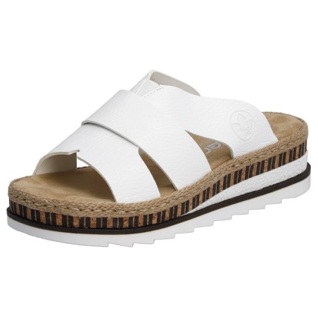 Rieker Pantolette, Keilabsatz, Sommerschuh, Schlappen mit Juteumrahmung