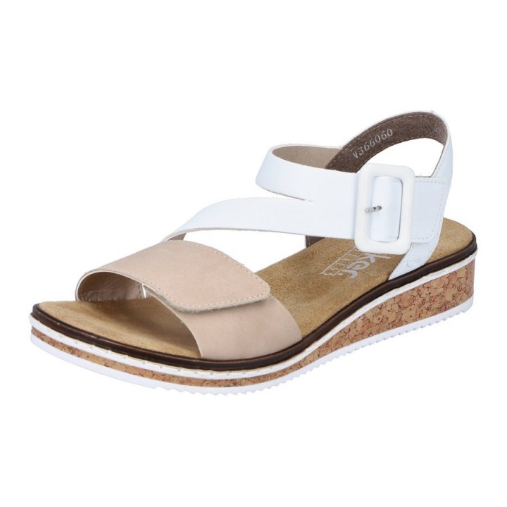 Rieker Riemchensandale, Sommerschuh, Sandalette, Keilabsatz, mit asymmetrischem Riemchen