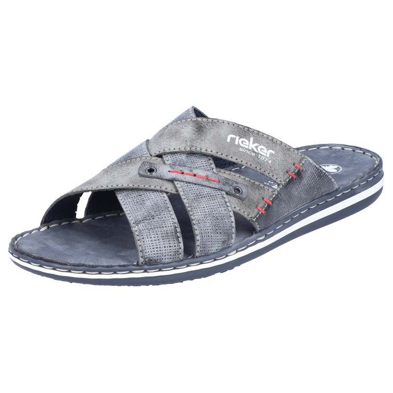 Rieker Pantolette, Sommerschuh, Schlappen, Poolslides mit Überkreuz-Bandagen