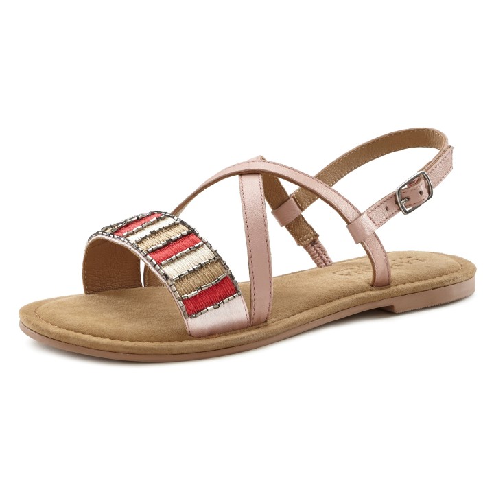 LASCANA Sandale »Sommerschuh«, Sandalette, Sommerschuh aus Leder mit dekorativem Band