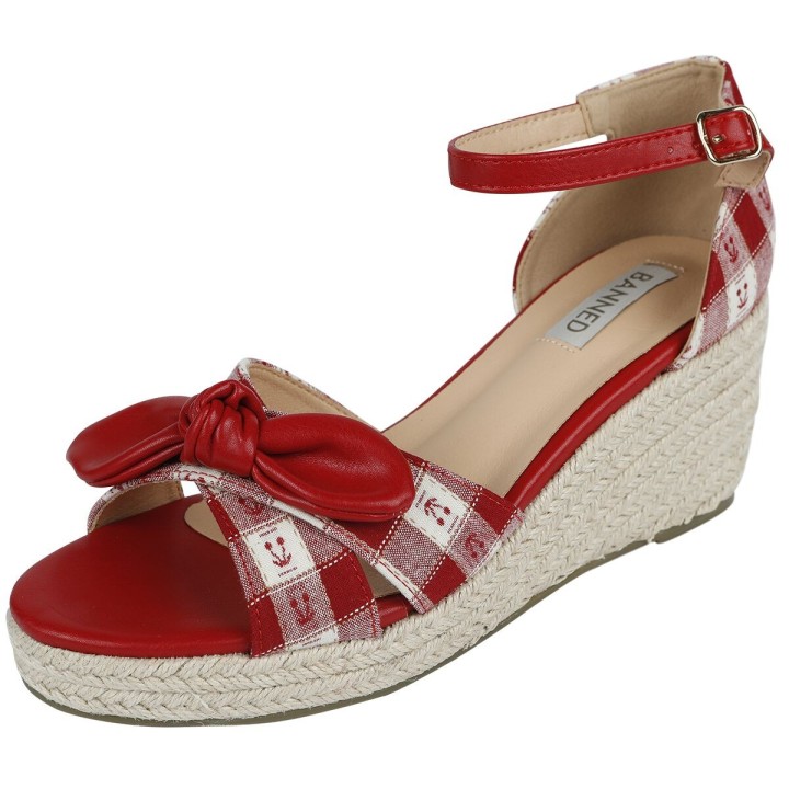 Banned Retro - Rockabilly High Heel - Free Spirit Soles - EU37 bis EU40 - für Damen - Größe EU37 - rot/weiß