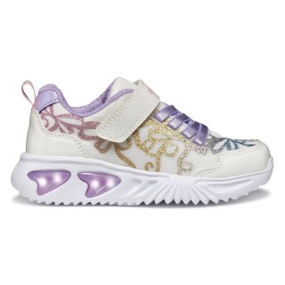 Geox Sneaker »J ASSISTER GIRL Blinkschuh«, Klettschuh mit bunt glitzerndem Schleifchen Muster und Blinkfunktion