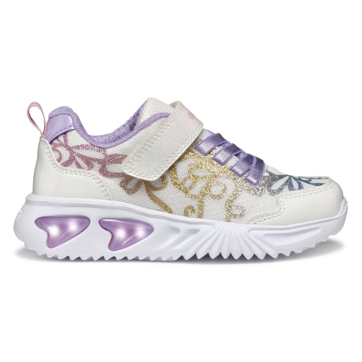 Geox Sneaker »J ASSISTER GIRL Blinkschuh«, Klettschuh mit bunt glitzerndem Schleifchen Muster und Blinkfunktion