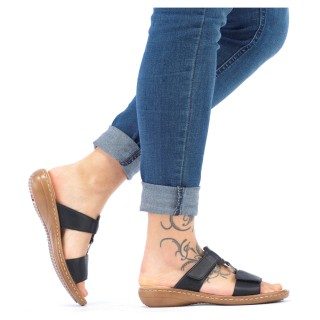 Rieker Pantolette, Keilabsatz, Sommerschuh, Schlappen mit Schmuckring