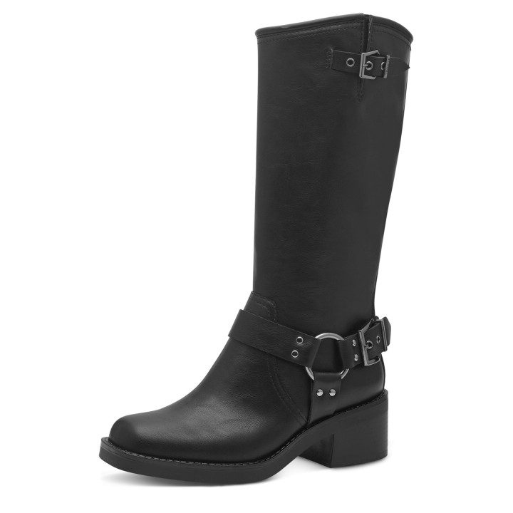 Damen Boots Stiefel Biker 1-25399-43 Schwarz 001 Black Kunst... 37