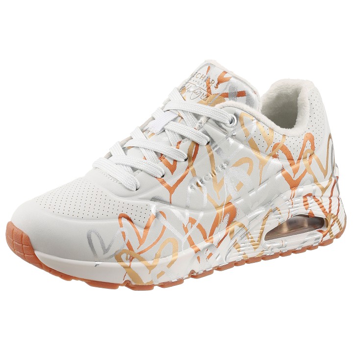 Skechers Sneaker "UNO - METALLIC LOVE", Freizeitschuh, Halbschuh, Schnürschuh mit trendigen Metallic-Print