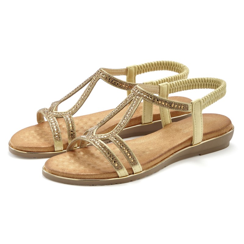 Vivance Sandale »Sandalette, Sommerschuh,«, mit Glitzer Verzierungen und elastischen Riemchen