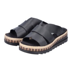 Rieker Pantolette, Keilabsatz, Sommerschuh, Schlappen mit Juteumrahmung