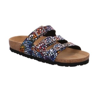 Rohde Pantolette »Alba«, Sommerschuh, Schlappen, Hausschuh mit buntem Druck, G-Weite - weit